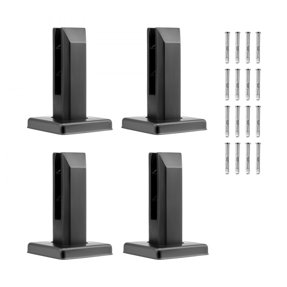 VEVOR Glasklemme, 4 Stück quadratische Glasgeländerhalterung für 0,31"-0,47" gehärtetes Glas, Glasmontageklemme aus Edelstahl 304, 0,12" dicke Glasregalhalterung für Balkon, Garten, Terrasse, Treppe