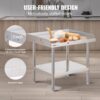 VEVOR Arbeitstisch aus Edelstahl, gewerblicher Arbeitstisch zur Lebensmittelzubereitung, 610 x 711 x 660 mm 3-seitiger Spritzschutz, robuster Zubereitungstisch Arbeitstisch mit einstellbarer Höhe – Bild 4