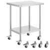 VEVOR Arbeitstisch aus Edelstahl, Zubereitungstisch mit 4 Rädern, 3 einstellbaren Höhenstufen, 610 x 762 x 954,6 mm Küchentisch Arbeitstisch zur Lebensmittelzubereitung für gewerbliche Restaurants