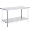 VEVOR Zubereitungstisch aus Edelstahl, Robuster Arbeitstisch aus Metall mit 3 einstellbaren Höhenstufen, gewerbliche Arbeitsstation für Küche, Garage, Restaurant, Hinterhof 762 x 1524 x 864 mm