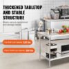 VEVOR Zubereitungstisch aus Edelstahl, Robuster Arbeitstisch aus Metall mit 3 einstellbaren Höhenstufen, gewerbliche Arbeitsstation für Küche, Garage, Restaurant, Hinterhof 762 x 1524 x 864 mm – Bild 3