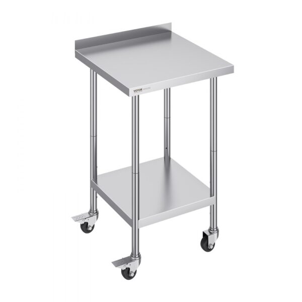 VEVOR Edelstahl-Arbeitstisch, kommerzieller Lebensmittelzubereitungs-Arbeitstisch mit Rollen, Vorbereitungs-Arbeitstisch, Arbeitstisch mit einstellbarer Höhe für Restaurant 610 x 610 x 1005,6 mm