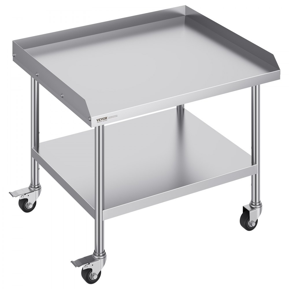 VEVOR Arbeitstisch aus Edelstahl, gewerblicher Arbeitstisch zur Lebensmittelzubereitung mit 4 Rädern, Lenkrollen, 3-seitiger Spritzschutz, 762 x 914 x 762 mm Arbeitstisch für Restaurants, Hotels