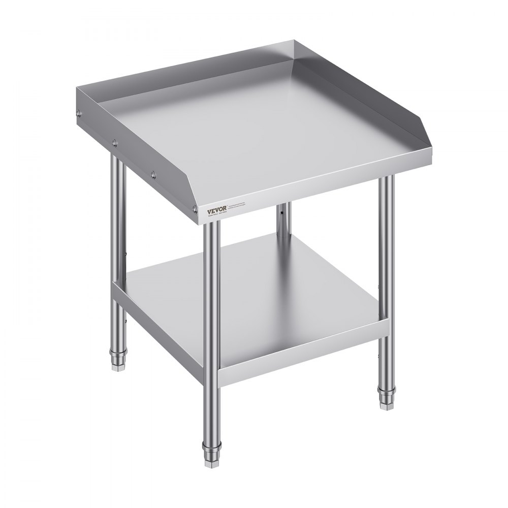 VEVOR Arbeitstisch aus Edelstahl, kommerzieller Arbeitstisch zur Lebensmittelzubereitung, 3-seitiger Spritzschutz, 610 x 610 x 660 mm Küchentisch, Arbeitstisch mit einstellbarer Höhe für Hotel
