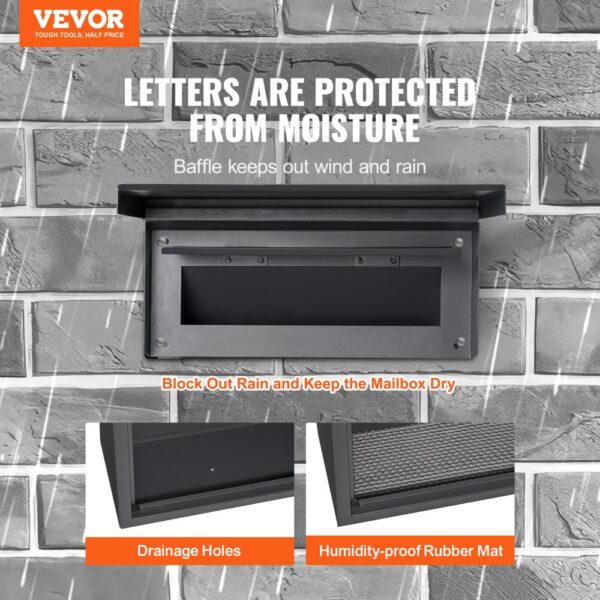 VEVOR Mauerdurchwurf Briefkasten, robuster Einbaubriefkasten aus Stahl für Wände mit einer Dicke von 70 bis 200 mm, Zahlenschloss, 320 x 158 x 430 mm Briefkasten, schwarz – Bild 2 VEVOR Mauerdurchwurf Briefkasten, robuster Einbaubriefkasten aus Stahl für Wände mit einer Dicke von 70 bis 200 mm, Zahlenschloss, 320 x 158 x 430 mm Briefkasten, schwarz – Bild 2