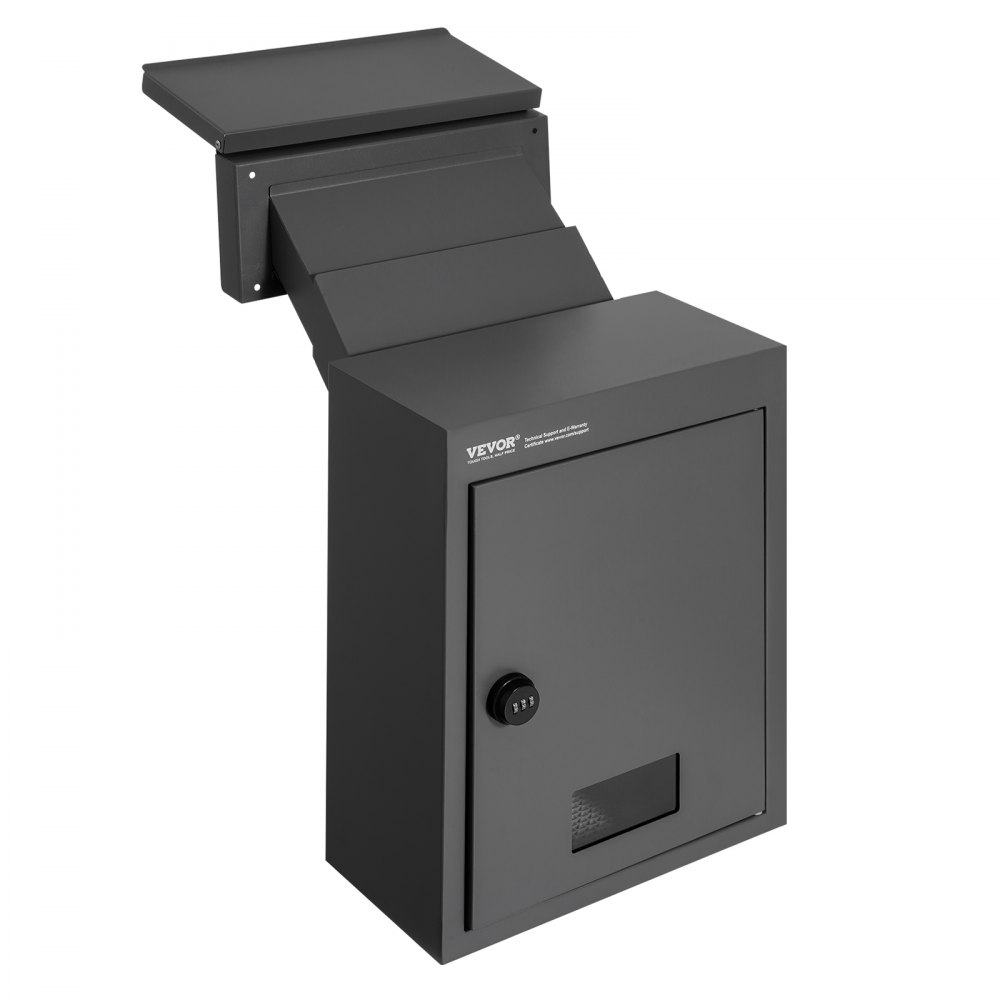 VEVOR Mauerdurchwurf Briefkasten, robuster Einbaubriefkasten aus Stahl für Wände mit einer Dicke von 70 bis 200 mm, Zahlenschloss, 320 x 158 x 430 mm Briefkasten, schwarz