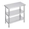 VEVOR Lebensmittel-Zubereitungstisch aus Edelstahl, 457 x 914 x 864 mm gewerblicher Küchenarbeitstisch, mit 2 verstellbaren Unterregalen, robuster Zubereitungstisch aus Metall für Grill, Küche