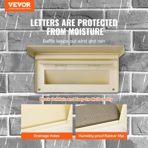 VEVOR Mauerdurchwurf Briefkasten, robuster Einbaubriefkasten aus Stahl für Wände mit einer Dicke von 70 bis 200 mm, Zahlenschloss, 320 x 158 x 430 mm Briefkasten, Beige – Bild 2 VEVOR Mauerdurchwurf Briefkasten, robuster Einbaubriefkasten aus Stahl für Wände mit einer Dicke von 70 bis 200 mm, Zahlenschloss, 320 x 158 x 430 mm Briefkasten, Beige – Bild 2