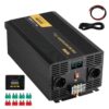VEVOR Wechselrichter mit reiner Sinuswelle, 3000 Watt, DC 24 V auf AC 230 V, Wechselrichter fürs Auto, mit USB-Anschluss, LCD-Display, Fernbedienung und EU-Steckdosen, für Wohnmobil, LKW, Auto, Solaranlage, Reisen, Camping