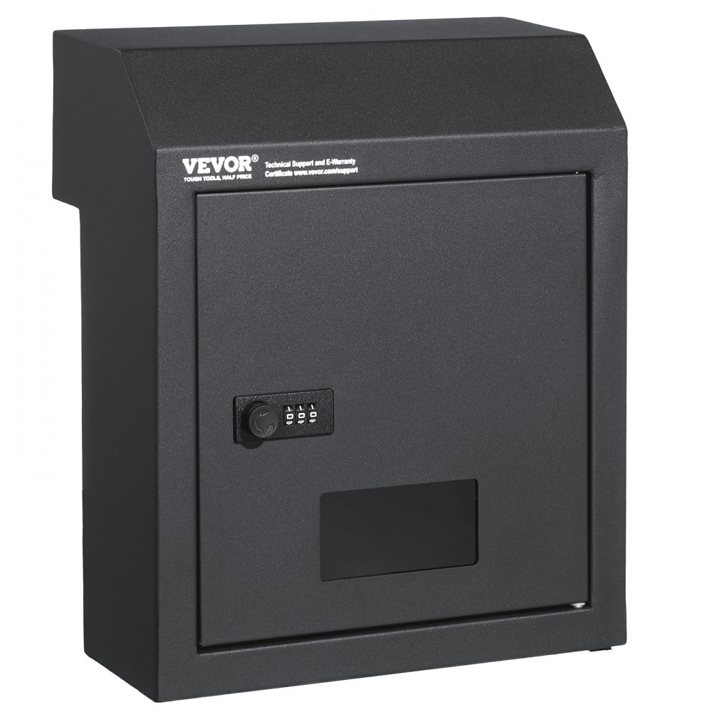 VEVOR Einbau-Türbriefkasten, 305 x 155 x 360 mm, Briefkasten für die Türdurchführung, 43 mm, robuster Stahl, Zahlencode-Schloss für Briefe, Schlüssel, Zuhause, Büro, Dunkelgrau