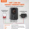 VEVOR Frequenzumrichter VFD 10 PS, 7,5 kW, 35 A, 1- oder 3-phasiger 220-V-Eingang auf 3-phasigen 220-V-Ausgang, 40-60-Hz-Eingang, 0-400-Hz-Ausgang, VFD für Spindelmotor-CNC-Drehzahlregelung – Bild 2