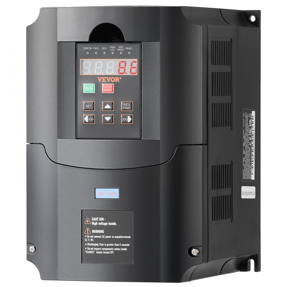 VEVOR Frequenzumrichter VFD 10 PS, 7,5 kW, 35 A, 1- oder 3-phasiger 220-V-Eingang auf 3-phasigen 220-V-Ausgang, 40-60-Hz-Eingang, 0-400-Hz-Ausgang, VFD für Spindelmotor-CNC-Drehzahlregelung