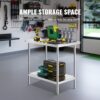 VEVOR Zubereitungstisch aus Edelstahl, 61 x 91 x 86 cm, 340 kg Tragkraft, robuster Metall-Arbeitstisch mit 3 einstellbaren Höhenstufen, gewerbliche Arbeitsstation für Küche, Garage, Restaurant, Hinter – Bild 4