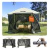 VEVOR Pop-Up-Pavillonzelt, Pop-Up-Zelt mit 6-seitigem Baldachin, Sonnenschutz mit 6 abnehmbaren Sichtschutz-Windtüchern und Netzfenstern, 10 x 10 Fuß, Schnellaufbau-Zelt mit Moskitonetz, Armeegrün