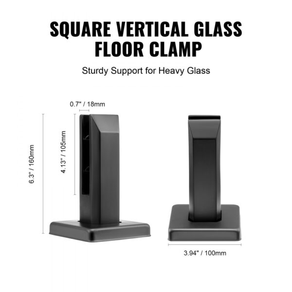 VEVOR Glasklemme, 10 Stück quadratische Glasgeländerhalterung für 0,31"-0,47" gehärtetes Glas, Glasmontageklemme aus Edelstahl 304, 0,12" dicke Glasregalhalterung für Balkon, Garten, Terrasse, Treppe – Bild 5