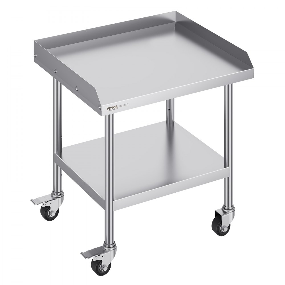 VEVOR Arbeitstisch aus Edelstahl, 610 x 711 x 762 mm Arbeitstisch zur Lebensmittelzubereitung mit 4 Rädern, Lenkrollen, 3-seitiger Spritzschutzwand, Arbeitstisch, Metall-Arbeitstisch für Restaurants