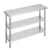 VEVOR Lebensmittel-Zubereitungstisch aus Edelstahl, 356 x 1219 x 864 mm gewerblicher Küchenarbeitstisch, mit 2 verstellbaren Unterregalen, Zubereitungstisch für Grill, Küche, Zuhause und Garage