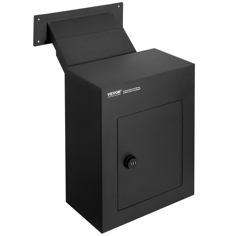 VEVOR Mauerdurchwurf Briefkasten, robuster Einbaubriefkasten aus Stahl für Wände mit einer Dicke von 70 bis 200 mm, Zahlenschloss, 330 x 178 x 430 mm Mauerbriefkasten, schwarz