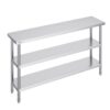 VEVOR Lebensmittel-Zubereitungstisch aus Edelstahl, gewerblicher Küchenarbeitstisch, mit 2 verstellbaren Unterregalen, Zubereitungstisch für Grill, Küche, Zuhause und Garage 356 x 1524 x 864 mm