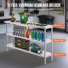 VEVOR Lebensmittel-Zubereitungstisch aus Edelstahl, gewerblicher Küchenarbeitstisch, mit 2 verstellbaren Unterregalen, Zubereitungstisch für Grill, Küche, Zuhause und Garage 356 x 1524 x 864 mm – Bild 4