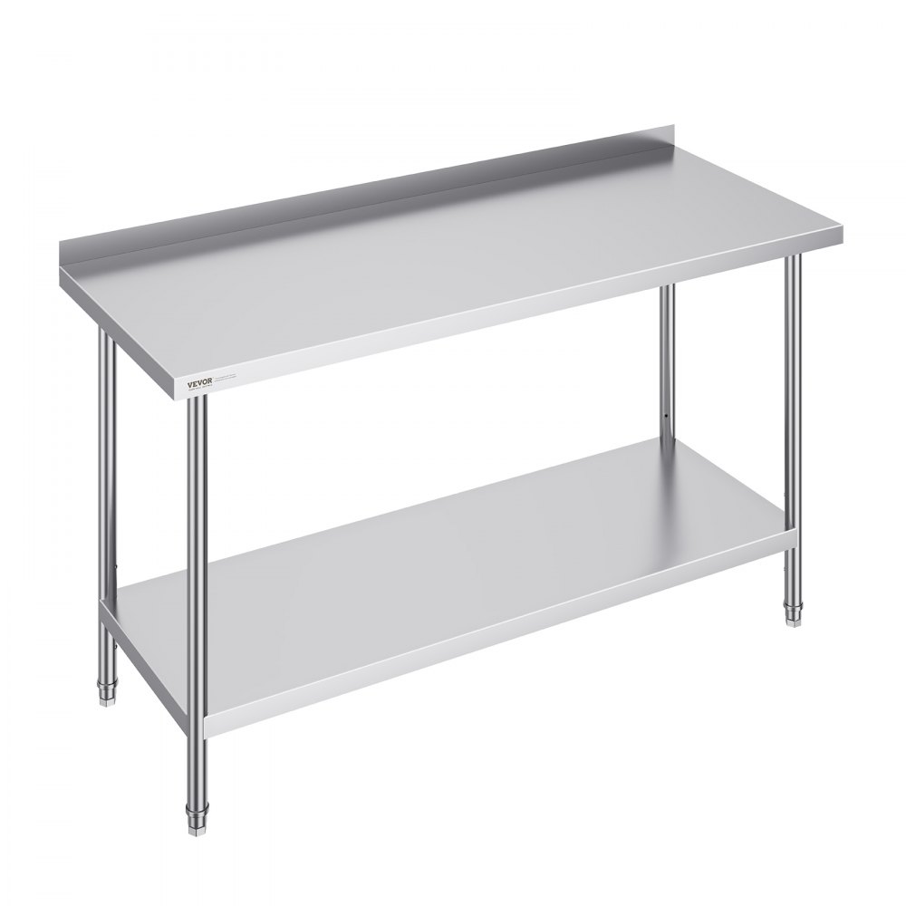 VEVOR Edelstahl-Arbeitstisch, gewerblicher Arbeitstisch zur Lebensmittelzubereitung, 610 x 1524 x 914 mm robuster Arbeitstisch aus Metall mit einstellbarer Höhe für Restaurant, Zuhause und Hotel