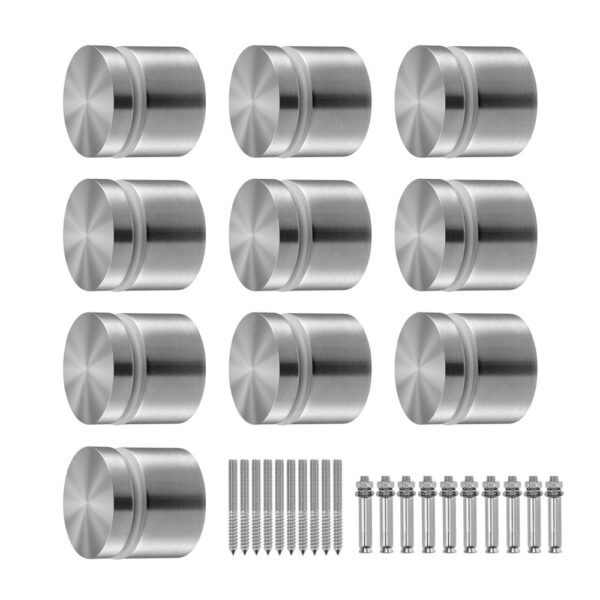 VEVOR Glasklemme, 10 Stück runde Glasgeländerhalterung für 0,31"-0,62" gehärtetes Glas, 316 Edelstahl Glasmontageklemme, Glasregalhalterung für Balkon, Garten, Pool, Treppe, Silber