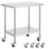 VEVOR Arbeitstisch aus Edelstahl, 610 x 914 x 954,6 mm, Zubereitungstisch mit 4 Rädern, 3 einstellbaren Höhenstufen, Arbeitstisch zur Lebensmittelzubereitung für gewerbliche Küchen und Restaurants