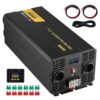 VEVOR Wechselrichter mit reiner Sinuswelle, 5000 Watt, Spannungswandler, DC 12 V auf AC 230 V Auto-Wechselrichter mit LCD-Display, USB-Anschluss und Fernbedienung, Spannungswandler für Auto, Wohnmobil, LKW, Solaranlage, Reisen, Camping