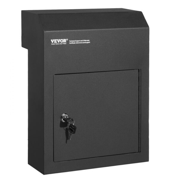 VEVOR Mauerdurchwurf Briefkasten, robuster Stahl-Einbaubriefkasten für Türen mit einer Stärke von 43 mm, Durchwurfbriefkasten inkl. 2 Schlüssel, 304 x 106 x 405 mm Briefkasten, Schwarz