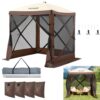 VEVOR Pop-Up-Pavillonzelt, Pop-Up-Zelt mit 4-seitigem Baldachin, Sonnenschutz mit 4 abnehmbaren Sichtschutz-Windtüchern und Netzfenstern, 6 x 6 Fuß, Schnellaufbau-Zelt mit Moskitonetz, braun