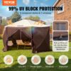 VEVOR Pop-Up-Pavillonzelt, Pop-Up-Zelt mit 6-seitigem Baldachin, Sonnenschutz mit 6 abnehmbaren Sichtschutz-Windtüchern und Netzfenstern, 12,5 x 12,5 Fuß, Schnellaufbau-Zelt mit Moskitonetz, braun – Bild 2