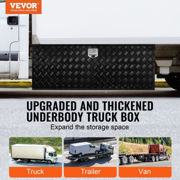 VEVOR Truckbox Werkzeugbox, Unterboden-Anhängerbox, Werkzeugkasten 1524 x 610 x 610 mm Pickup-Aufbewahrungsbox, Aluminiumlegierung, 50 kg belastbarer Werkzeugkasten, abschließbare Aufbewahrungsbox – Bild 2