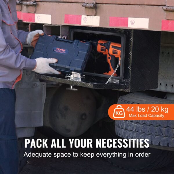 VEVOR Truckbox Werkzeugbox, Unterboden-Anhängerbox, Werkzeugkasten 46 x 32 x 36 cm Pickup-Aufbewahrungsbox, Aluminiumlegierung, 20 kg belastbarer Werkzeugkasten, abschließbare Aufbewahrungsbox – Bild 3