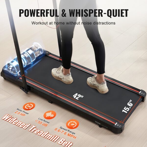 VEVOR Walking Pad Laufband unter den Schreibtisch, Laufband zum Arbeiten, klappbares Laufband mit 120 kg Tragkraft, tragbares 2 in 1 Pad mit 2,5 PS, Griffstange Fernbedienung LED-Anzeige 1-12 km/h – Bild 3