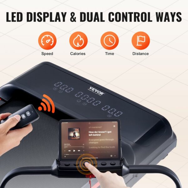 VEVOR Walking Pad Laufband unter den Schreibtisch, Laufband zum Arbeiten, klappbares Laufband mit 120 kg Tragkraft, tragbares 2 in 1 Pad mit 2,5 PS, Griffstange Fernbedienung LED-Anzeige 1-12 km/h – Bild 5