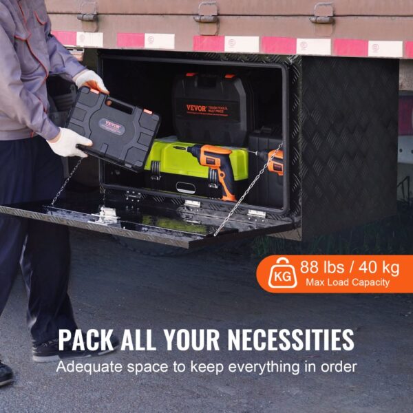 VEVOR Truckbox Werkzeugbox, Unterboden-Anhängerbox, Werkzeugkasten 914 x 610 x 610 mm Pickup-Aufbewahrungsbox, Aluminiumlegierung, 40 kg belastbarer Werkzeugkasten, abschließbare Aufbewahrungsbox – Bild 3