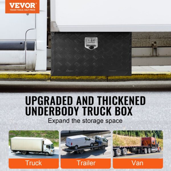 VEVOR Truckbox Werkzeugbox, Unterboden-Anhängerbox, Werkzeugkasten 914 x 356 x 406 mm Pickup-Aufbewahrungsbox, Aluminiumlegierung, 40 kg belastbarer Werkzeugkasten, abschließbare Aufbewahrungsbox – Bild 2