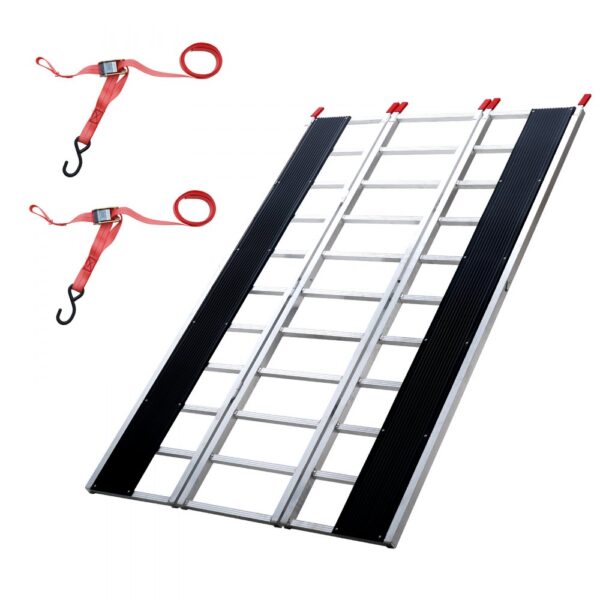 VEVOR Auffahrrampe, Verladerampe, Autorampe 680 kg, extra breite Verladeschiene, Auto Laderampe 2160 x 1375 mm, Dreifach faltbare Rampe, für Motorrad, Anhänger, ATV, UTV, Gartentraktor, Rasenmäher