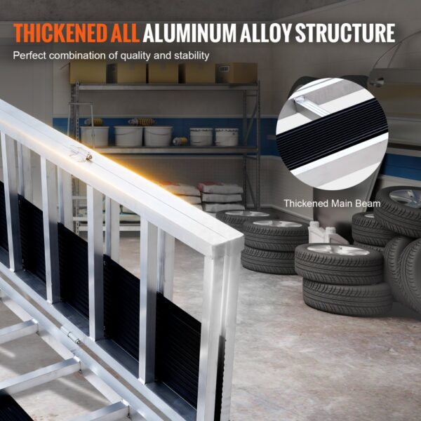 VEVOR Auffahrrampe, Verladerampe, Autorampe 680 kg, extra breite Verladeschiene, Auto Laderampe 2160 x 1375 mm, Dreifach faltbare Rampe, für Motorrad, Anhänger, ATV, UTV, Gartentraktor, Rasenmäher – Bild 3