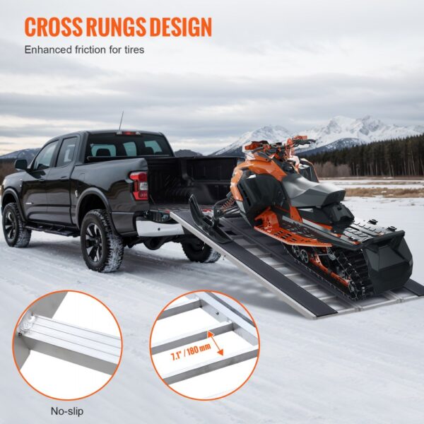 VEVOR Auffahrrampe, Verladerampe, Autorampe 680 kg, extra breite Verladeschiene, Auto Laderampe 2160 x 1375 mm, Dreifach faltbare Rampe, für Motorrad, Anhänger, ATV, UTV, Gartentraktor, Rasenmäher – Bild 4