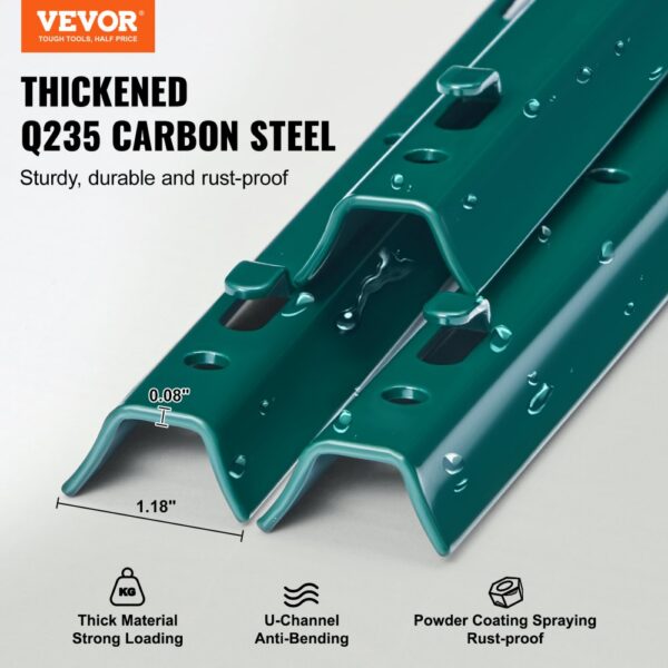 VEVOR 7 Fuß Zaunpfosten, 10er-Pack T-Pfosten Hochleistungs-Zaunpfosten aus Metall, stabile Zaunpfähle aus Stahl für Gartenhof, Rasen, Bauernhöfe und Maschendrahtzäune im Freien, grün – Bild 2 VEVOR 7 Fuß Zaunpfosten, 10er-Pack T-Pfosten Hochleistungs-Zaunpfosten aus Metall, stabile Zaunpfähle aus Stahl für Gartenhof, Rasen, Bauernhöfe und Maschendrahtzäune im Freien, grün – Bild 2