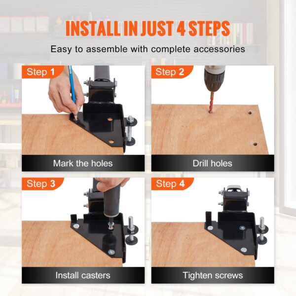 VEVOR Mobiler Sockel, 181,4 kg, Einstellbar von 241,3 x 241,3 mm bis unendlich, Robuster Universal-Mobilständer mit Schwenkrädern für Holzbearbeitungsgeräte, Bandsägen, Elektrowerkzeuge, Maschinen – Bild 5