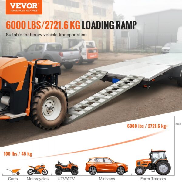 VEVOR Auffahrrampe, Verladerampe, Autorampe 2721,6 kg, breite Verladeschiene, Auto Laderampe 183 x 38 cm, 2 Stk. Rampen, für Motorrad, Anhänger, ATV, UTV, Gartentraktor, Rasenmäher, Dirtbike usw. – Bild 2