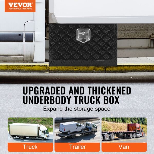 VEVOR Truckbox Werkzeugbox, Unterboden-Anhängerbox, Werkzeugkasten 610 x 430 x 460 mm Pickup-Aufbewahrungsbox, Aluminiumlegierung, 30 kg belastbarer Werkzeugkasten, abschließbare Aufbewahrungsbox – Bild 2
