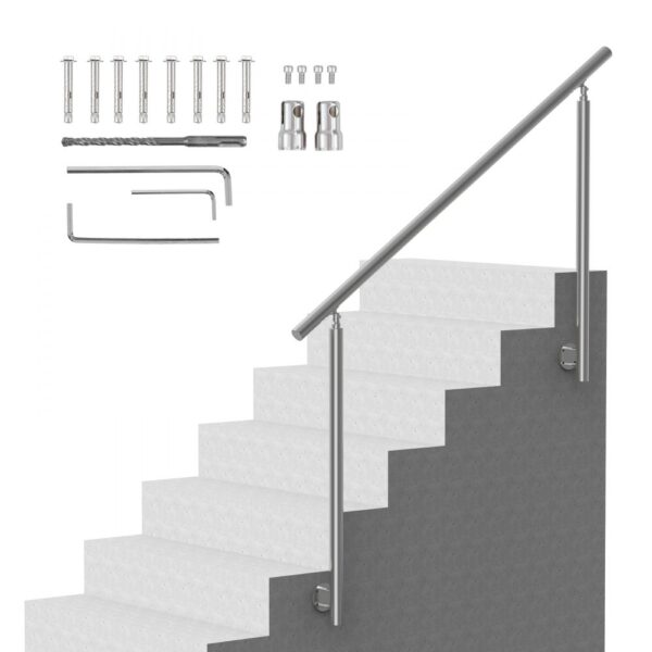 VEVOR Handläufe für Außentreppen, 150 cm langes Treppengeländer-Set, Übergangsgeländer aus Edelstahl mit Montagesatz, doppelsäulige Treppenhandläufe für Senioren, Veranda und Terrasse, seitliche Montage VEVOR Handläufe für Außentreppen, 150 cm langes Treppengeländer-Set, Übergangsgeländer aus Edelstahl mit Montagesatz, doppelsäulige Treppenhandläufe für Senioren, Veranda und Terrasse, seitliche Montage