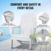 VEVOR Adirondack-Stuhl aus Kunststoff, 2er-Set, wetterfest, tragbar, klappbar, Feuerstellenstuhl, Adirondack-Terrassenstuhl für den Außenbereich mit Getränkehalter, mit entspannender Armlehne, ergonomisch, für Garten, Hinterhof – Weiß – Bild 5