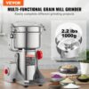 VEVOR Elektrische Getreidemühle, 1000 g, Hochgeschwindigkeits-Gewürzmühle mit 3000 W, gewerbliche Gewürzmühle, Pulverisiermaschine aus Edelstahl, für trockene Körner, Gewürze, Müsli, Kaffee, Mais, Pfeffer, Schwenktyp – Bild 2