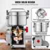 VEVOR Elektrische Getreidemühle, 1000 g, Hochgeschwindigkeits-Gewürzmühle mit 3000 W, gewerbliche Gewürzmühle, Pulverisiermaschine aus Edelstahl, für trockene Körner, Gewürze, Müsli, Kaffee, Mais, Pfeffer, Schwenktyp – Bild 3