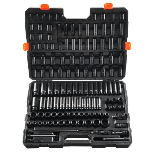 VEVOR Schlagschraubensatz Steckschlüsselsatz 3/8 Zoll & 1/2 Antrieb 130 tlg. SAE & metrischer