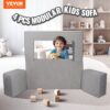 VEVOR Spielsofa Kindersofa aus Chenille-Stoff Bausteine 4-teilig, Kinderspielsofa mit abnehmbarem Bezug 90 kg belastbar, umwandelbares Kindersofa Spielzimmermöbel zum Schlafen Lesen Dunkelgrau – Bild 2